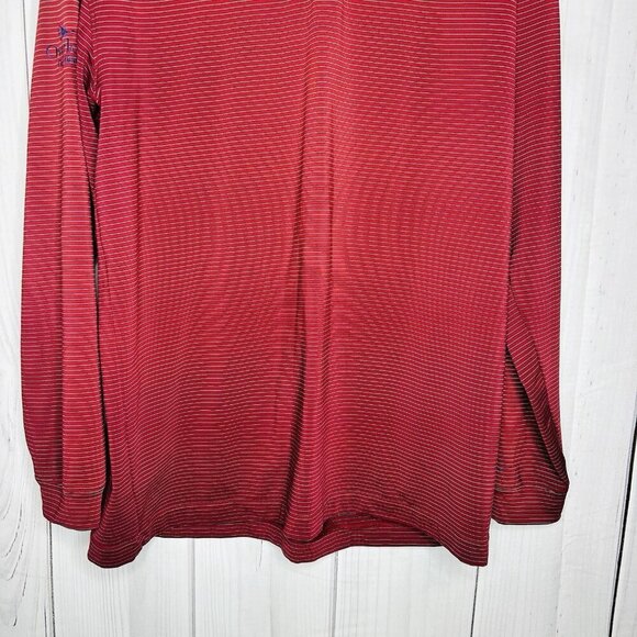 Nike Long Sleeve Polo Shirt Mens Sz XL Maroon Striped Fit Dry Stretch - Picture 4 of 9